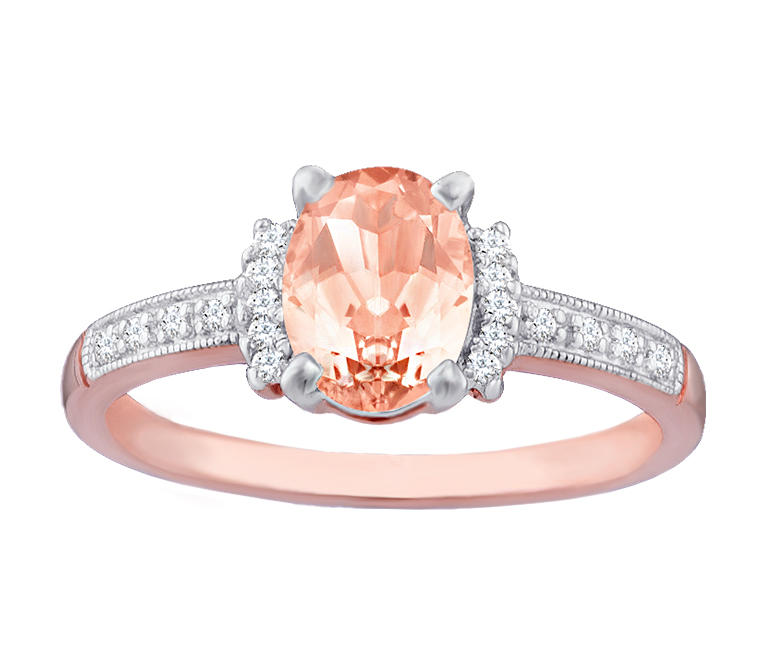 Morganite and Rose Gold with Diamond Accents Engagement Ring